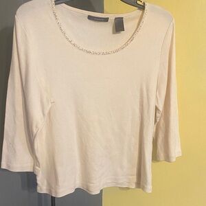Women’s Cream Scoop Neck 3/4 Sleeve Top